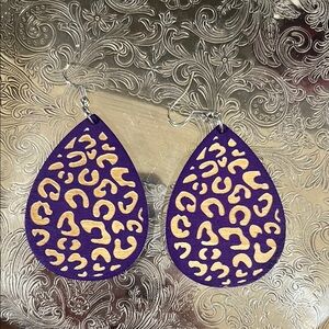Purple and Tan Teardrop Earrings